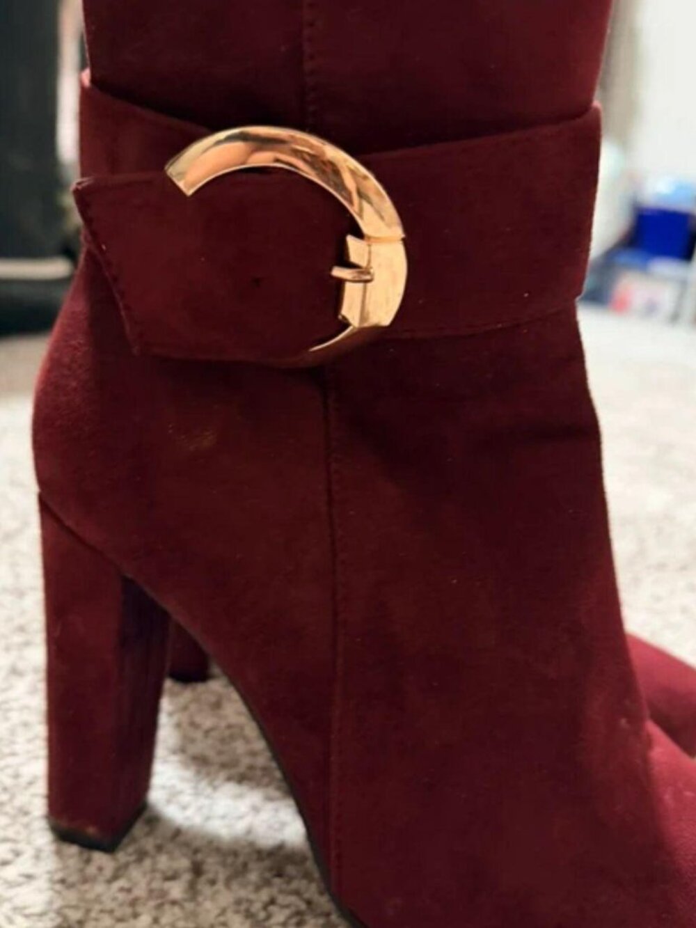 Top Moda Burgundy suede ankle boots